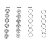 200 pièces Boutons pression anneaux de fixation de bouton pression à broche creuse en métal pour vêtements de bébé costume une pièce couture artisanat vêtements (9.5 MM)