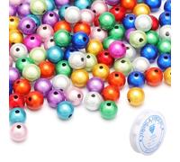 200 Pièces Bracelet de Perles Magiques 8 mm, avec Cordon Perlé de 1 Mètre, Perles Magiques Perle Réfléchissantes Acrylique Réfléchissant, pour la Fabrication de Bracelets, de Colliers et de Bijoux