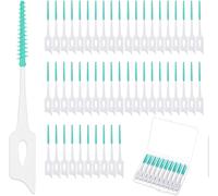200 Pièces Brossettes Interdentaires,Brossette Bâtonnet Interdentaire Soft Silicone Brosse À Dents Bâton De Fil Dentaire À Double Usage,Pour Nettoyage Des Dents Santé Bucco-Dentaire(Vert)