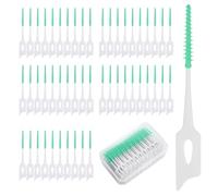 200 Pièces Brossettes Interdentaires, Soft Silicone Bâton de Fil Dentaire, Brossette Dentaire Cure Dent, Brossette Bâtonnet Interdentaire pourHygiène Interdentaire, Vert