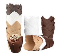 200 Pièces Caissette Muffins Papier Tulipe, Caissettes Cupcake Taille standard, Naturel & Non Blanchi, Moule Muffins Papier pour Cuisson Mariage, Anniversaire, Fête (A)