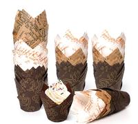 200 Pièces Caissette Muffins Papier Tulipe, Caissettes Cupcake Taille standard, Naturel & Non Blanchi, Moule Muffins Papier pour Cuisson Mariage, Anniversaire, Fête