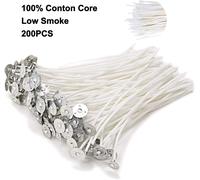 200 Pieces Candle Wicks,20 Cm Natural Candle Wicks With 200 Pieces Wick Stickers,Cotton Candle Wicks For Candle Making Diy