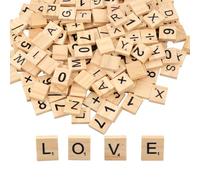 200 Pièces Chiffre et Lettre en Bois Decorative, Puzzle Alphabets A à Z, Bois Artisanat avec Numéros, Tuiles de Scrabble en Bois pour l'Apprentissage, Jeux, Décoration des Chambres