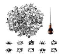200 Pièces Clous Pyramide Carré Pyramide à Griffes en Métal Décoration Pr Bracelet Clous Rivets Carré en Métal pour Bracelets Vêtements Chaussures Sac À Main Artisanat Bricolage (Argent 10mm)