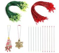 200 Pièces Corde Suspendue Ornement, Métalliques Cintres d'Ornements de Noël avec Boutons-Pression pour Arbre de Noël Suspension Vacances Fête Ornement Décorations(Rouge Vert)