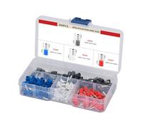 200 Pièces Cosses electriques a sertir, 0,5-4 mm² connecteurs avec douilles isolantes, anneau plates fourches et kits avec coffret d'assortiment, pour électriciens