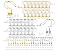 200 Pièces Crochet Boucles d'oreilles, Attache Boucles d'oreilles, Or et Argent, Crochets de Boucle, Fil d'oreille Crochets pour Fabrication de Boucles d'Dreilles de Bijoux