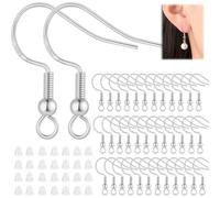 200 Pièces Crochets de Boucle d'oreille Argenté, Fil d'oreille Crochets avec Boule Ressort Hypoallergénique pour Fabrication de Boucles d'Dreilles de Bijoux, B