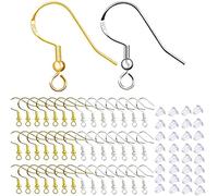 200 Pièces Crochets de Boucle d'oreille Or Argenté, Fil d'oreille Crochets avec Boule Ressort Hypoallergénique pour Fabrication de Boucles d'Dreilles de Bijoux