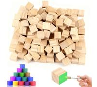 200 Pièces Cube Bois, 10 mm Mini Cubes en Bois Vierges, Pin Carrés Naturel, Blocs Carrés de Pin Brut pour DIY Peinture, Gravure