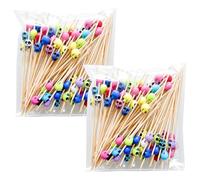 200 Pièces Cure-Dents Crâne Pics À Cocktail Bâtonnets Alimentaires Pics À Cocktail Décorations Pics À Cocktail En Perles Pics À Doigt Pics À Cocktail De Fruits Cure-Dents De Fête