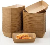 200 pièces de plateaux en papier kraft marron, paniers jetables pour servir les aliments, résistants à la graisse, pour nachos, tacos, frites, hot-dogs, maïs, BBQ