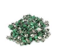 200 pièces de rivets métalliques carrés à quatre griffes noirs mats de 9 mm, accessoires de clous décoratifs artisanaux élégants pour chaussures, sacs, chapeaux, vêtements en (Points rouges sur fond