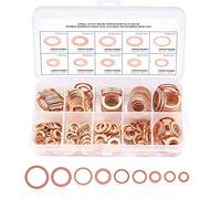 200 Pièces de Rondelles, Jeu de Bagues D'étanchéité Plates en Cuivre, Combinaison de kits de Classification de Bagues D'étanchéité en Cuivre, Avec vis en Boîte