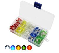 200 Pièces Diodes Led, 5mm Lumière émettant, Lumière à Diode électroluminescente Ronde Basse Tension Lumières Emettant Couleur Assortie Vert/Rouge/Bleu/Jaune/Blanc