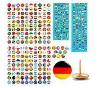 200 Pièces Drapeau National Punaises en Acier Inoxydable Motif Clair Boîte Emballée Décoration de Bureau Drapeau de Pays Punaises avec Papier Guide