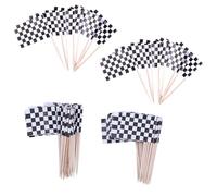 200 Pièces Drapeaux Cure-Dents À Carreaux Noirs Et Blancs, Drapeaux Cure-Dents De Course, Pics À Fruits À Carreaux, Mini Décoration De Gâteau, Drapeaux Cure-Dents De Décoration De Fête