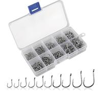 200 Pièces Ensemble Combiné hameçons de Pêche sans Ardillons Hameçons De Pêche sans Ardillons en Acier au Carbone,