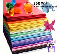 200 pièces Ensemble de papier d'artisanat vibrant, 10 couleurs assorties, idéal pour l'origami, les arts et l'artisanat, les fournitures de bureau, le scrapbooking, la couture, les outils d'artisanat 