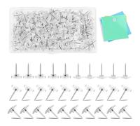 200 Pièces Epingles à Tableau Transparentes, Rond/Engrenage Punaises Murales, Design Minimaliste Epingle à Poster à Tête Plastique avec Boîte, Punaises de Riz avec Tête pour École Bureau Domicile
