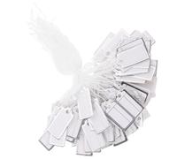 200 Pièces Étiquettes de Prix, Ficelle Nouée, Papier Argenté | Surface Lisse Inscriptible, Format Rectangulaire Léger, Vitrine Boutique, Repérage Entrepôt