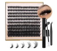 200 Pièces Extension Cils 10-18 mm D Curl,Kit Extension de Cils Professionnel DIY Avec Lash Bond et Seal Colle,Pince Cils,Kit Cils Cluster Lash Noir