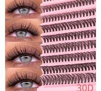 200 pièces Faux cils 30D, courbure D, naturels, mélange de longueurs de courbure russe 3D, réutilisables, auto-adhésifs DIY, longueur 10-16 mm, épaisseur 0,05 mm, convient aux débutants, styles et emb
