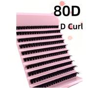 200 pièces Faux cils en grappes DIY D Curl, Cils en grappes 80D, D Curl 0,07 mm, Extensions de cils naturels de longueur mixte 8-16 mm, Cils en grappes super denses et longs, Cils simples bouclés, Cil