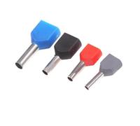 200 pièces froides pour électrique série double pré-isolée ronde dans une boîte - Tube de fil isolé plaqué à code couleur (gris/rouge/noir/bleu) câblage cuivre étain pressé Te terminal