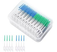 200 Pieces Interdental Brushes,Soft Silicone Toothbrush Floss Cleaning Tool,Double Sided Silicone Interdental Brush,Toothpick Oral Hygiene (Blue Green)