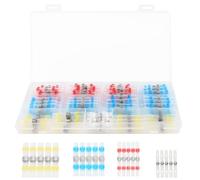 200 Pièces Joint de Soudure Connecteur de Fil, Connecteur Bout avec Gaine Thermorétractable, Cosses Electriques à Sertir, 4 Tailles 26-10 AWG, Cosse Electriques pour Automobiles Motos Marine