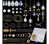 200 Pièces Kits de Fabrication d'Attrape-Soleil, Attrape-lumière Multi-Styles à Faire Soi-Même Artisanal avec Crochets, Chaînes, Prisme Suspendu Décoration pour Fenêtre, Jardin (Doré)