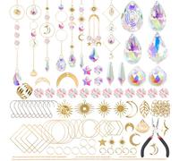 200 Pièces Kits de Fabrication de Attrape-Soleil,DIY Cristal Suncatchers,Pendentif Cristal à Suspendre Attrape-Lumière,pour décoration de fenêtre,décoration de Jardin,avec Crochet de Suspension