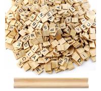 200 Pièces Lettre en Bois Avec Support Scrabble Junior Éclaircissement