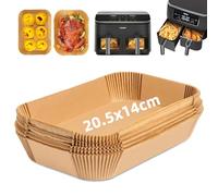 200 Pièces Papier Cuisson pour Friteuse à Air Ninja Dual, 20,5 x 14 cm Papier Parchemin Jetable pour Double Panier, Accessoires Airfryer Compatibles avec Ninja AF300EU AF400EU SL400EU AF500EU