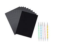 200 Pièces Papier de Transfert en Carbone,A4 Papier Calque Carbone Noir, Papier de Tracage et 5 Pièces Stylets de Gaufrage pour le,Papier en Double pour Toile de Papier en Bois et Autre Surface d'art
