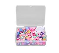 200 Pièces Perles de Cheveux Bricolage, Perles de Poney Couleur Bonbon Bijoux à Bricoler Soi-même Faisant des Perles Perles de Cheveux pour Bracelet Collier(Couleur mélangée à sept couleurs)