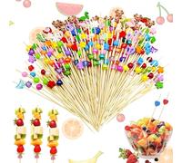 200 PièCes Pique Cocktail Bois，12cm Fruits BâTon，Coeur Brochettes Cocktail，Cure Dent Decoratif Pour Snacks Desserts DéCo Cocktail Boissons Fingerfood，DéCoration De FêTe,Buffets,Kebabs (Style Mixte)