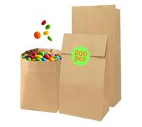 200 Pièces Pochette Kraft Petit Format 9x5,5 x17 cm Sac en Papier Brun Sachet Cadeau pour Célébrations de Fête, Mariage, Anniversaire, Communion, Noël, Boulangerie