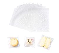 200 Pièces Sachets Transparents pour Biscuits, Cellophane Alimentaire Sachet Bonbon Petit Avec Bande Collante Sachet Plastique Transparent pour Boulangerie, Biscuit, Bonbons, Bijoux (5,5 × 5,5+3cm)