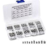 200 Pièces Vis Sans Tête Vis Sans Tête Hexagonale M3 M4 M5 M6 M8 Allen Vis Pointeau en Acier Inoxydable Vis Poignée de Porte Vis