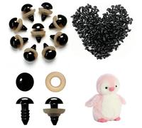 200 pièces yeux de sécurité 10 mm avec rondelles pour amigurumi, peluches, poupées et loisirs créatifs, yeux plastique noir, accessoires pour crochet, couture, DIY, feutrine et créations artisanales