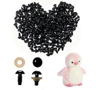 200 pièces yeux de sécurité 8 mm avec rondelles pour amigurumi, peluches, poupées et loisirs créatifs, yeux plastique noir, accessoires pour crochet, couture, DIY, feutrine et créations artisanales