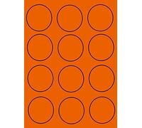 200 Planches Étiquette ronde FLUO ORANGE diamètre 60 mm de 12 Étiquettes pour Laser et Jet d'encre = 2400 Étiquettes adhésive pour Stickers fluo, étiquette prix, étiquette soldes autocollant fluo