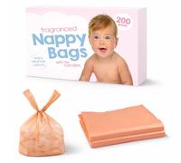 200 sacs à couches colorés avec poignées à nouer - Parfumés pour éliminer les odeurs, durables et étanches, légers et parfaits pour les sacs de voyage de bébé