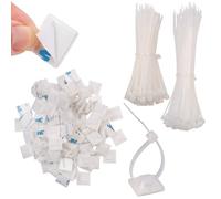 AGT 200 serre-câbles avec 100 supports autocollants - coloris blanc