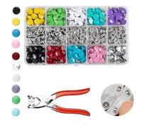 200 Sets Metal Snap Buttons Kit with Fastener Pliers Press Tool - 800 PCS 9.5mm Colorful Fasteners, for DIY Crafts, Clothing, Hats, Sewing & Fabric Projects (Colorful 2)