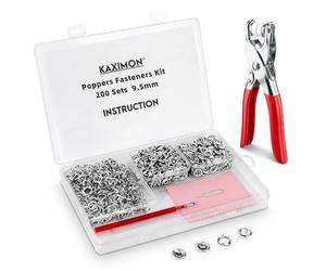 200 Sets Pressions Couture Métal, Boutons Pression 9,5 mm avec Pince