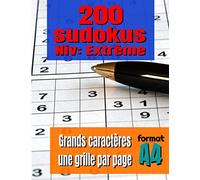 200 Sudoku - Niv: Extrème - Grands caractères - Une grille par page - Format A4: Très lisible ! Ce GRAND cahier format A4 contient 200 grilles | Avec ... du joueur | Parfait pour faire un cadeau !